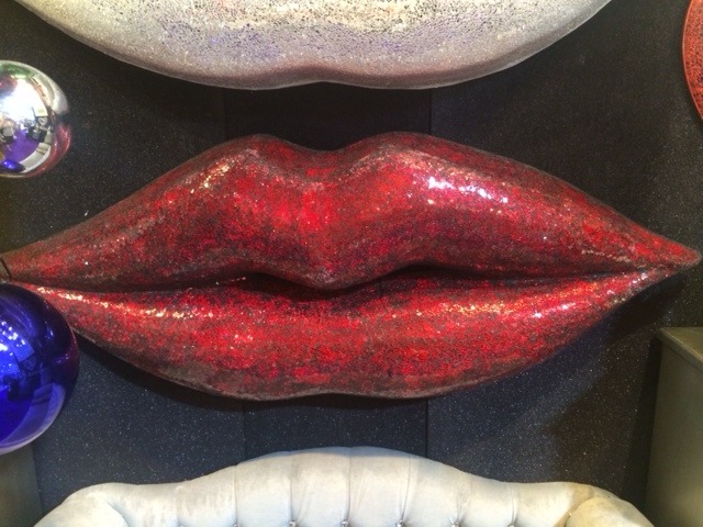 Giant Mosaic Glass Red Lips Wall Hanging Decoration 1 5m Wide Blingby